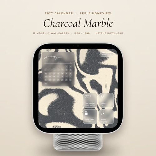 Charcoal Marble 2027 calendar on Apple HomeView