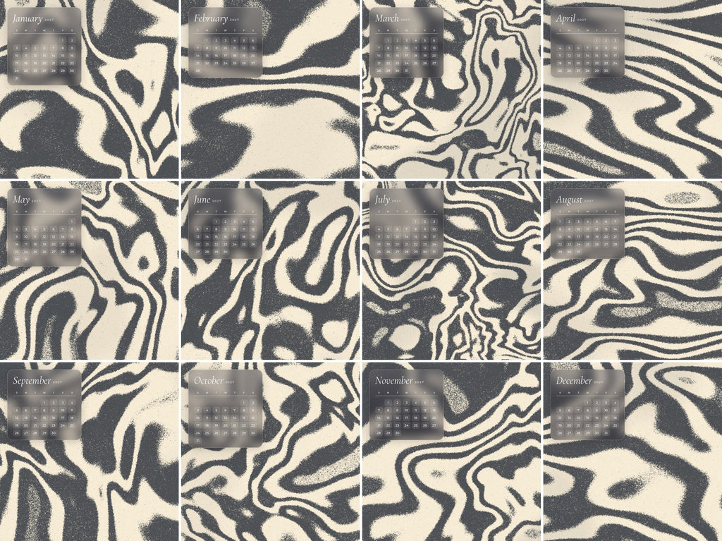 Charcoal Marble 2027 month grid