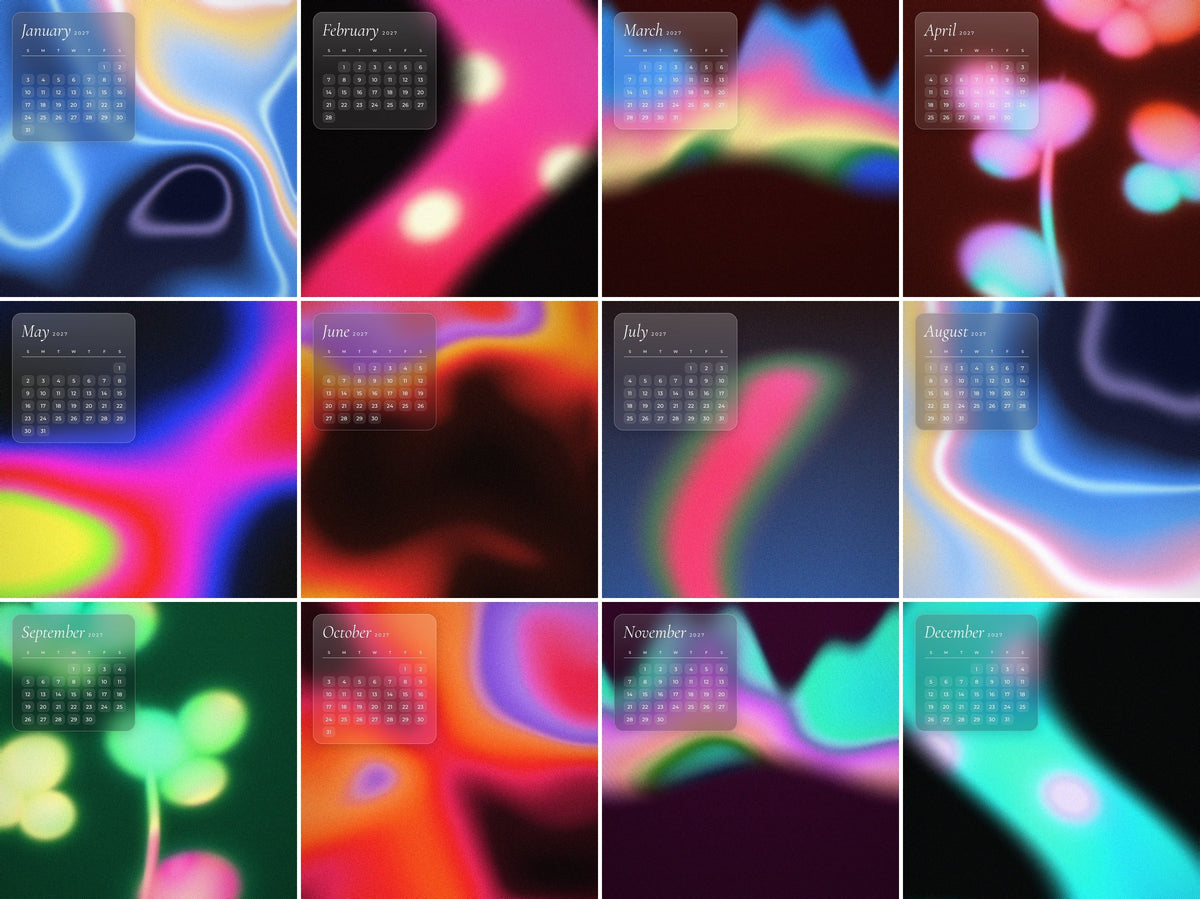 Neon Aura 2027 month grid