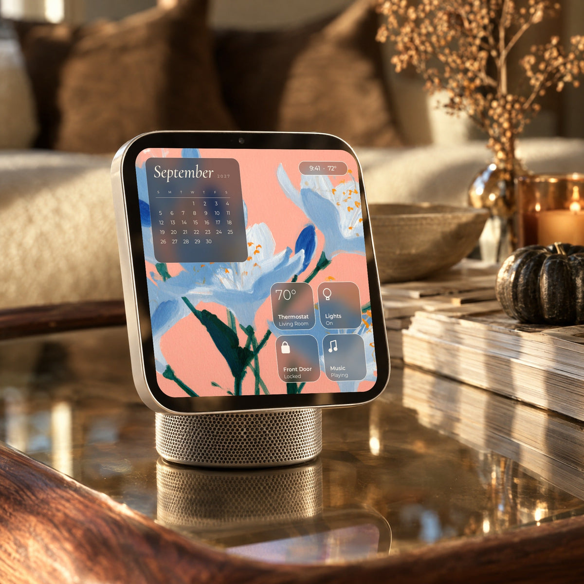Pastel Tide calendar on a HomeView on a coffee table
